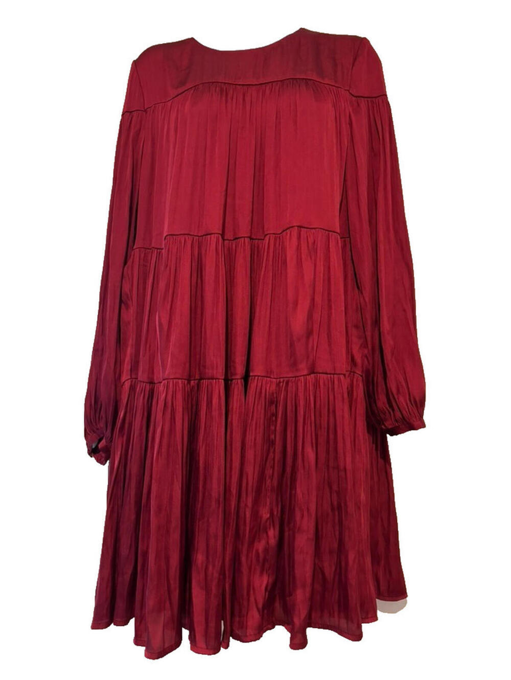Banana Republic red babydoll dress oversized small ruffles balloon sleevesD